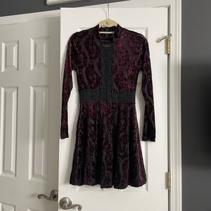 Aqua Capsule Burgundy Lace Velour Dress